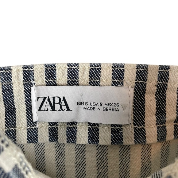 Zara Denim Striped Crop Tank Top Blouse size Small - Picture 6 of 6